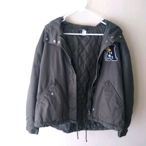 H&M Divided Green parka hoodie jacket size 6